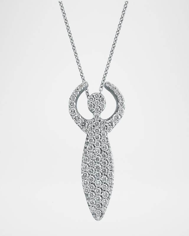 14k White Gold Diamond Goddess Necklace